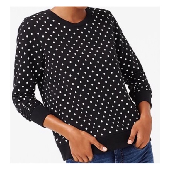 J Crew Black White Polka Dot Sweatshirt 